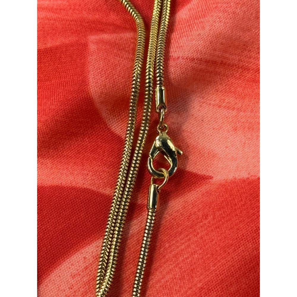 Vintage Enamel Concentric Circle Pendant Gold Tone Snake Chain Necklace 30 Inch - Picture 5 of 7